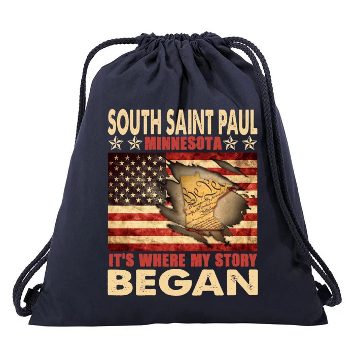 South Saint Paul Minnesota Usa Flag 4th Of July Gift Drawstring Bag