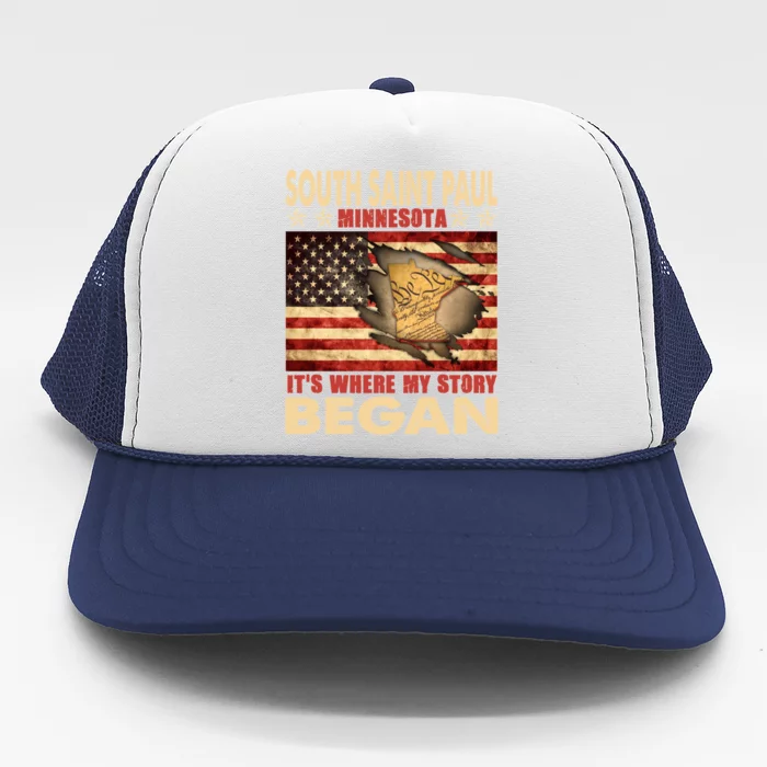 South Saint Paul Minnesota Usa Flag 4th Of July Gift Trucker Hat