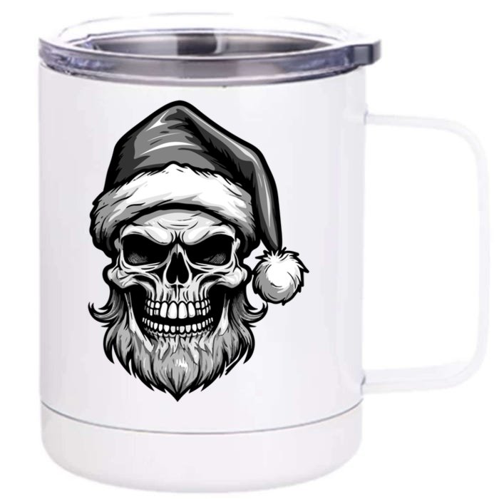 Santa Skull Portrait Head Christmas Symbol Great Gift Front & Back 12oz Stainless Steel Tumbler Cup