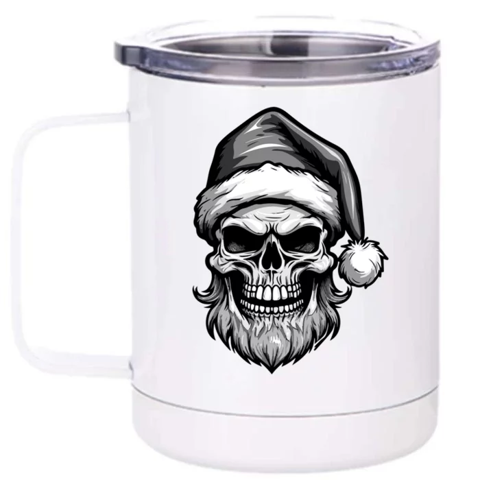 Santa Skull Portrait Head Christmas Symbol Great Gift Front & Back 12oz Stainless Steel Tumbler Cup