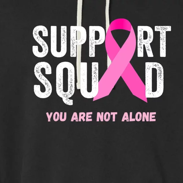 Support Squad Pink Ribbon Breast Cancer Awareness Garment-Dyed Fleece Hoodie