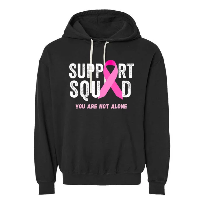 Support Squad Pink Ribbon Breast Cancer Awareness Garment-Dyed Fleece Hoodie