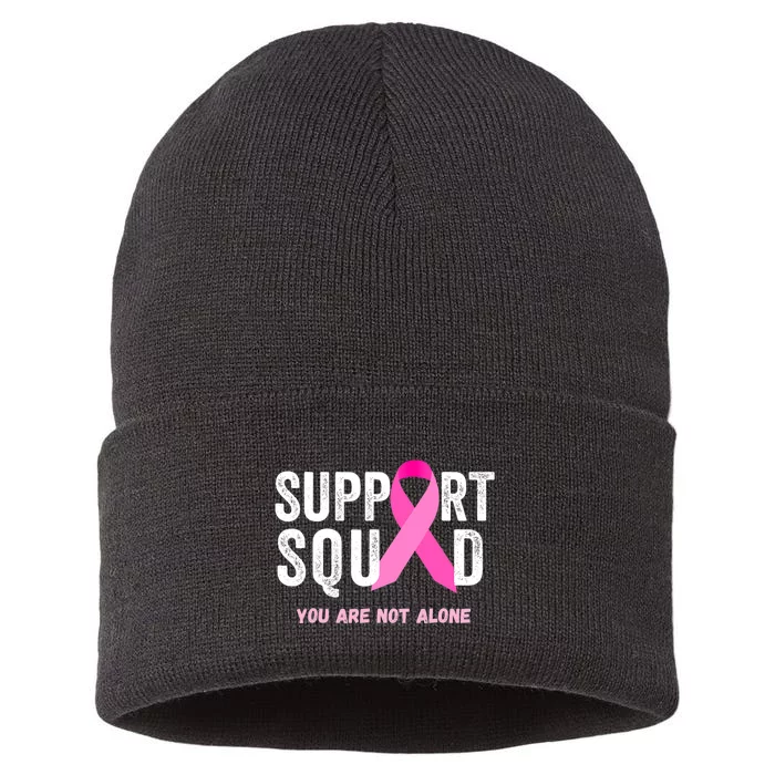 Support Squad Pink Ribbon Breast Cancer Awareness Sustainable Knit Beanie