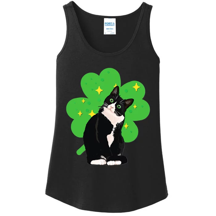 St Saint Patrick's Day Tuxedo Cat Ladies Essential Tank