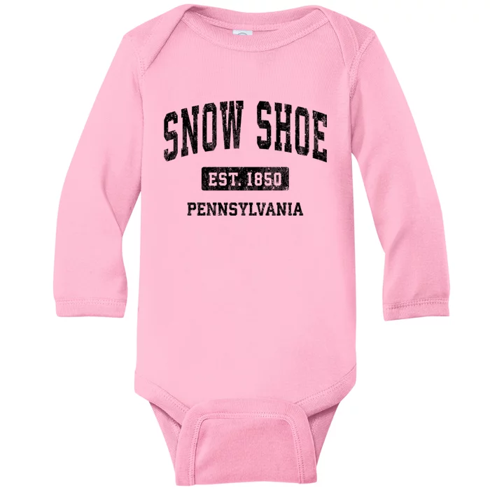 Snow Shoe Pennsylvania Pa Vintage Athletic Sports Baby Long Sleeve Bodysuit