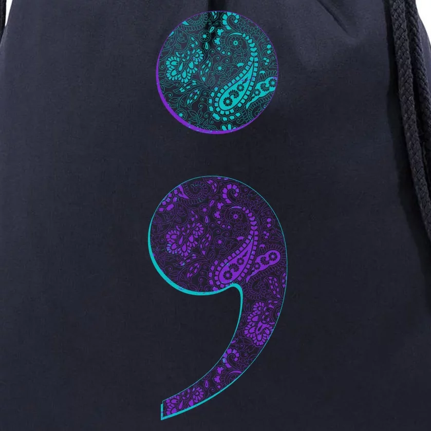 Semicolon Suicide Prevention Awareness Drawstring Bag