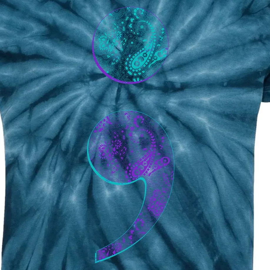 Semicolon Suicide Prevention Awareness Kids Tie-Dye T-Shirt