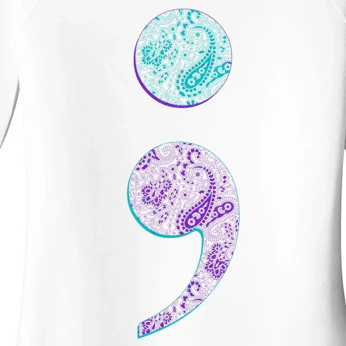 Semicolon Suicide Prevention Awareness Women's Perfect Tri Tunic Long Sleeve Shirt