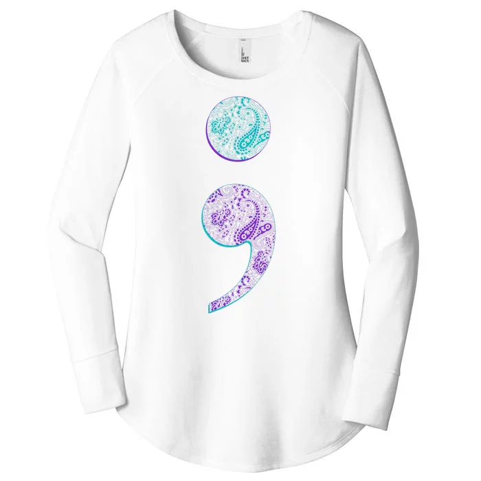 Semicolon Suicide Prevention Awareness Women's Perfect Tri Tunic Long Sleeve Shirt