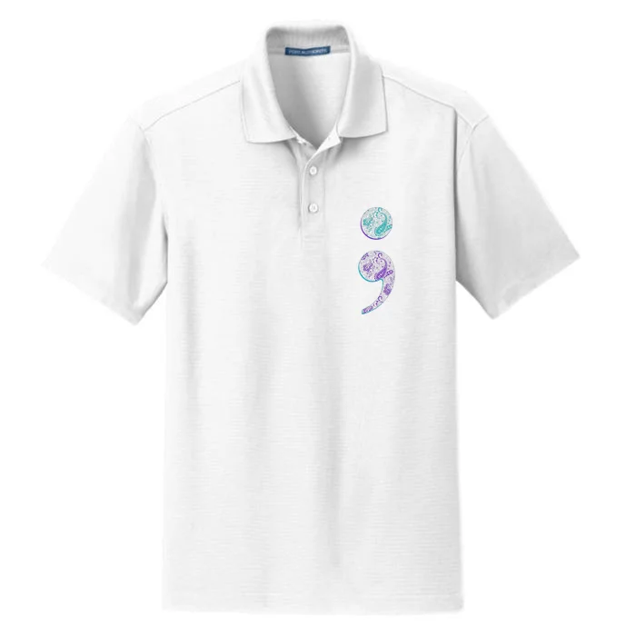 Semicolon Suicide Prevention Awareness Dry Zone Grid Performance Polo