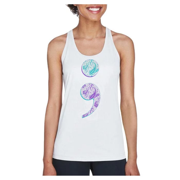 Semicolon Suicide Prevention Awareness Women's Racerback Tank