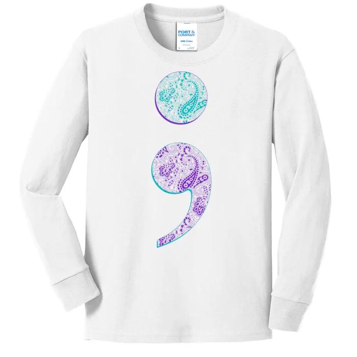 Semicolon Suicide Prevention Awareness Kids Long Sleeve Shirt