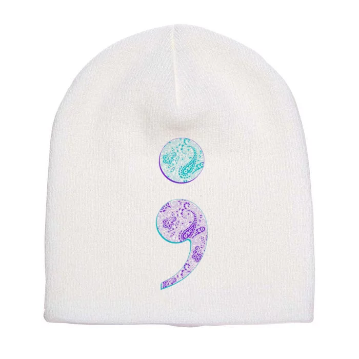 Semicolon Suicide Prevention Awareness Short Acrylic Beanie