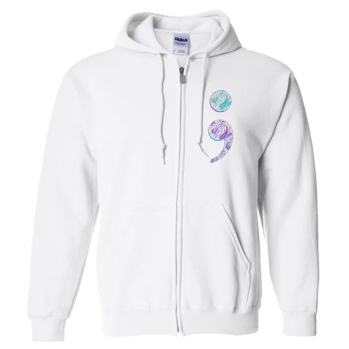 Semicolon Suicide Prevention Awareness Full Zip Hoodie