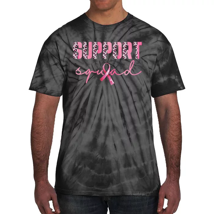 Support Squad Pink Ribbon Leopard Breast Cancer Awareness Tie-Dye T-Shirt