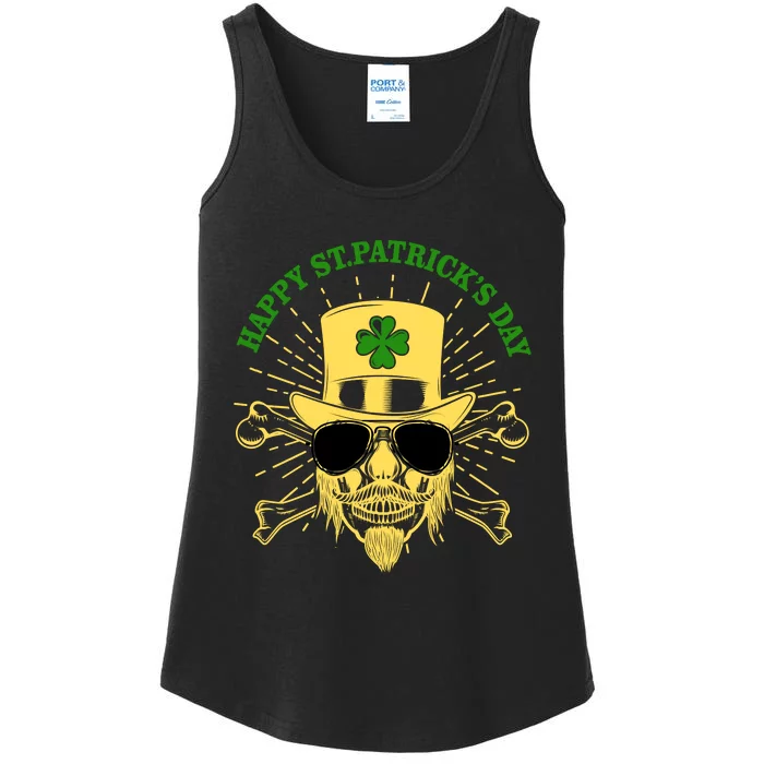 Skull St Patricks Day, Irish Skull Shamrock Ladies Essential Tank