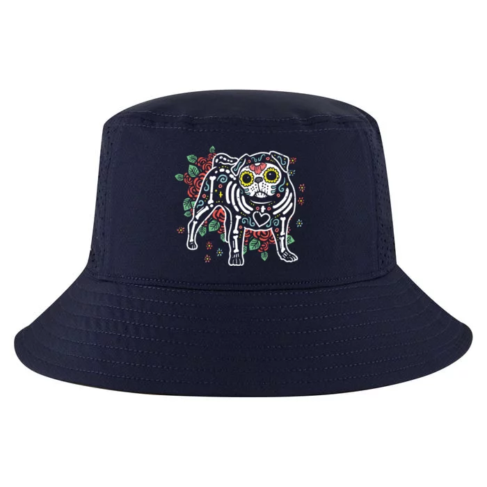 Sugar Skull Pug Dia De Los Muertos Halloween Dog Mexican Cool Comfort Performance Bucket Hat