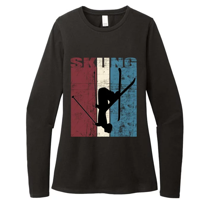 Skiing Ski Player Skiing Vintage Skis Distressed Cool Gift Womens CVC Long Sleeve Shirt