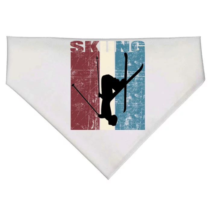 Skiing Ski Player Skiing Vintage Skis Distressed Cool Gift USA-Made Doggie Bandana