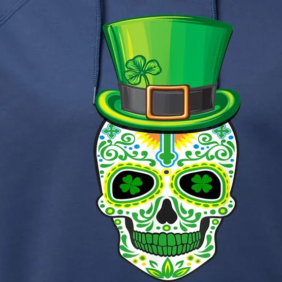 Skull St Patricks Day Irish Funny Saint Patricks Day Of Dead Performance Fleece Hoodie