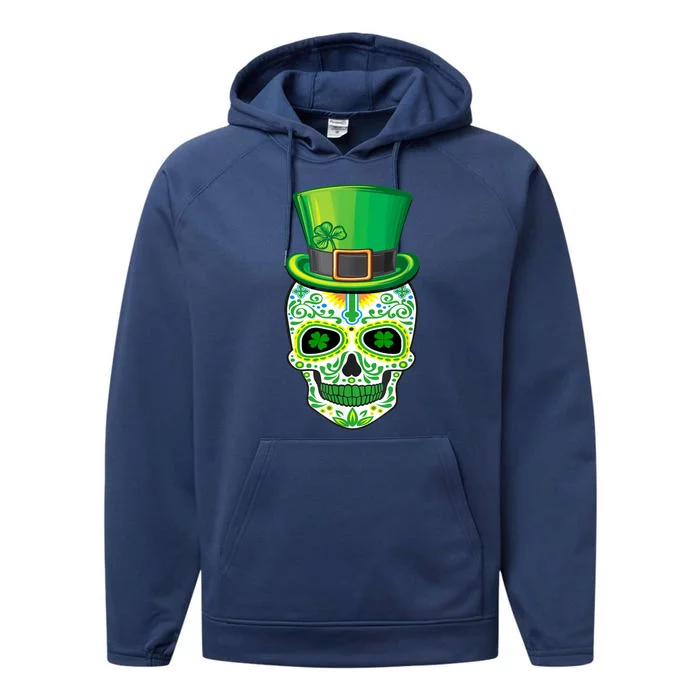 Skull St Patricks Day Irish Funny Saint Patricks Day Of Dead Performance Fleece Hoodie