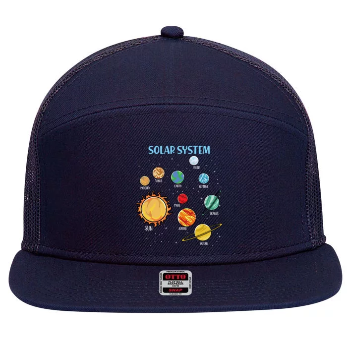 Solar System Planets Science Space Boy Girl Stem 7 Panel Mesh Trucker Snapback Hat