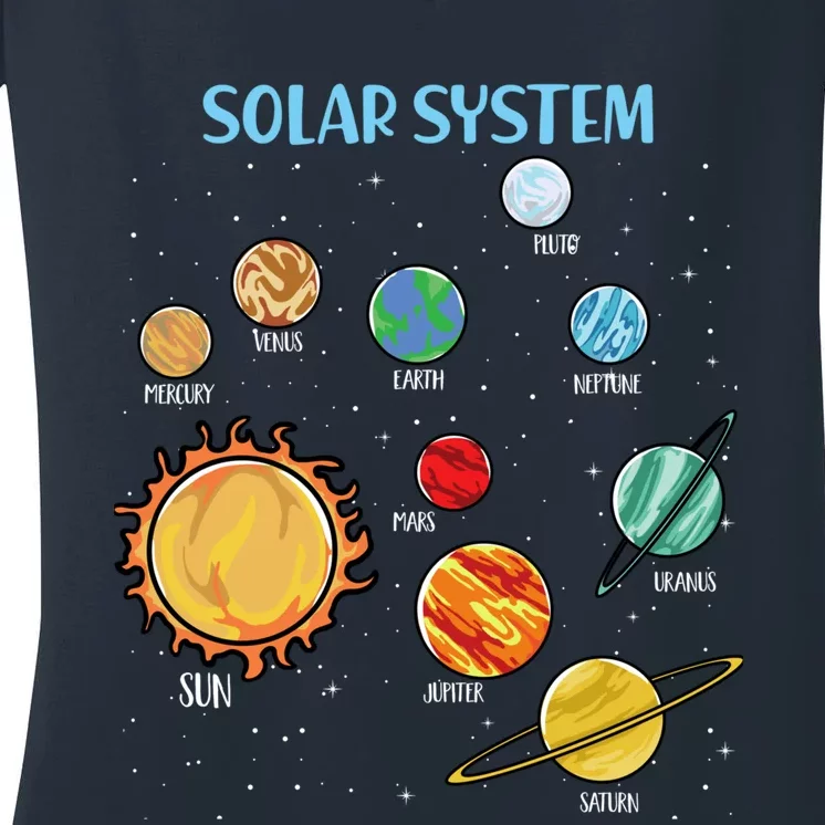 Solar System Planets Science Space Boy Girl Stem Women's V-Neck T-Shirt