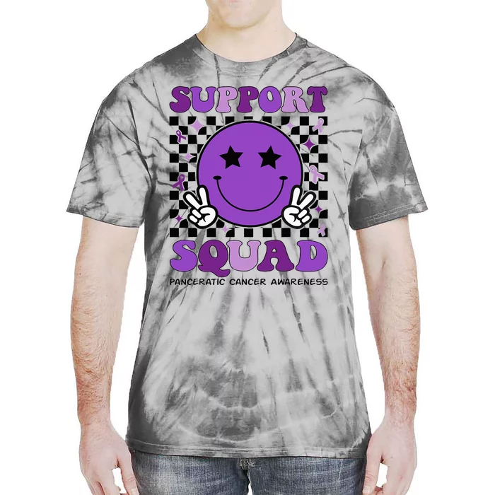 Support Squad Purple Ribbon Pancreatic Cancer Awareness Tie-Dye T-Shirt