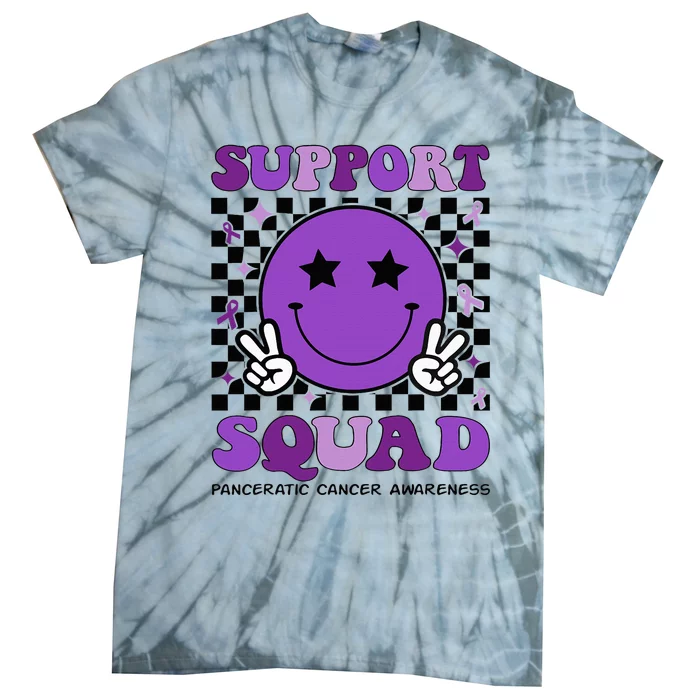 Support Squad Purple Ribbon Pancreatic Cancer Awareness Tie-Dye T-Shirt