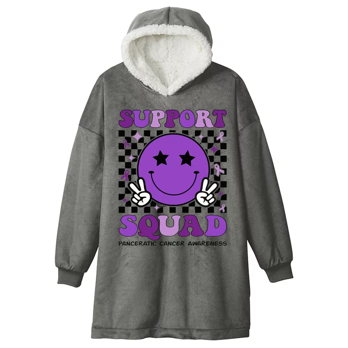 Support Squad Purple Ribbon Pancreatic Cancer Awareness Hooded Wearable Blanket