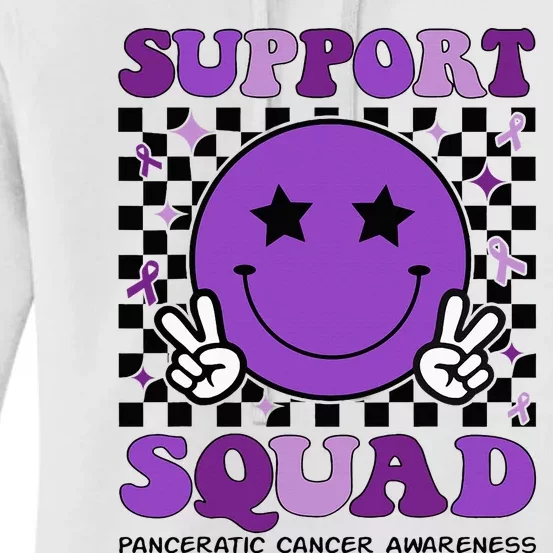 Support Squad Purple Ribbon Pancreatic Cancer Awareness Women's Pullover Hoodie