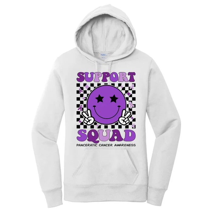 Support Squad Purple Ribbon Pancreatic Cancer Awareness Women's Pullover Hoodie