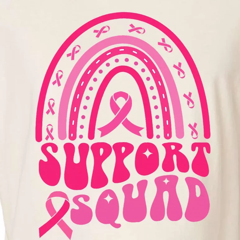 Support Squad Pink Rainbow Ribbon Breast Cancer Awareness Garment-Dyed Women's Muscle Tee