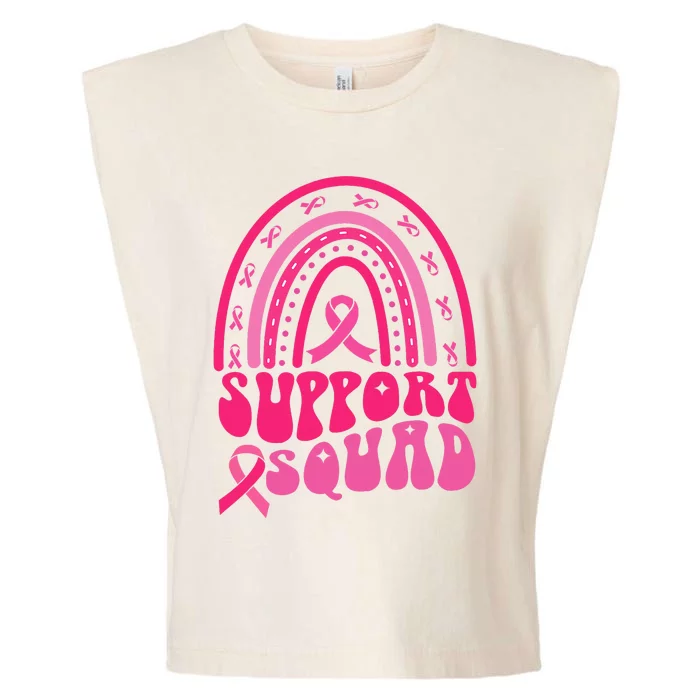 Support Squad Pink Rainbow Ribbon Breast Cancer Awareness Garment-Dyed Women's Muscle Tee