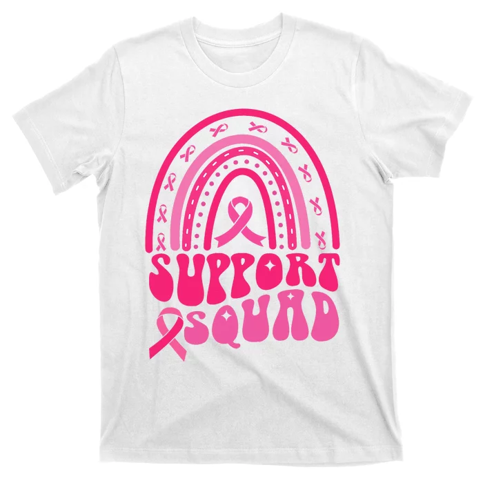 Support Squad Pink Rainbow Ribbon Breast Cancer Awareness T-Shirt