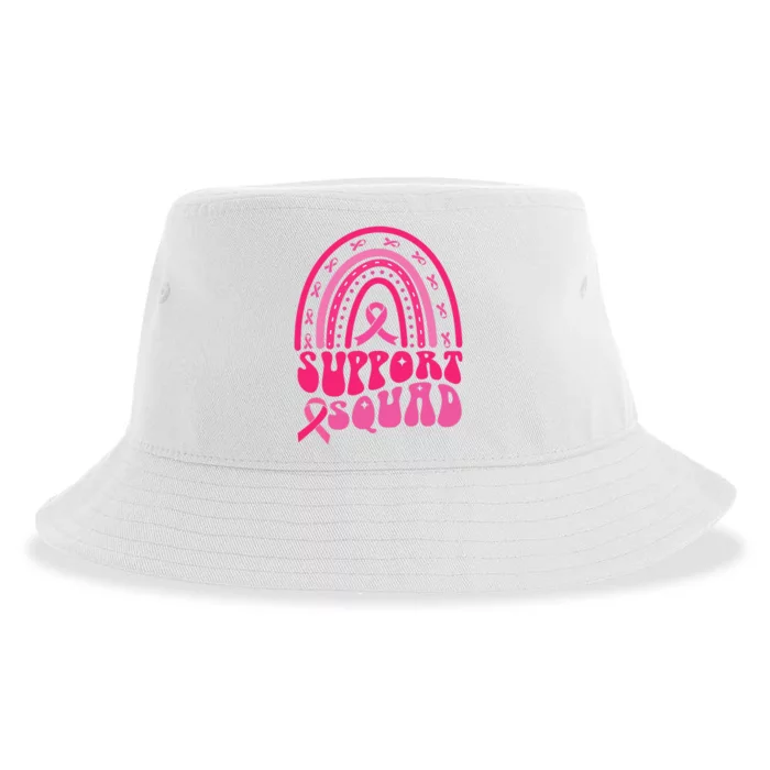 Support Squad Pink Rainbow Ribbon Breast Cancer Awareness Sustainable Bucket Hat