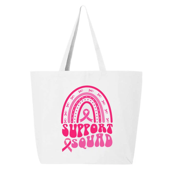 Support Squad Pink Rainbow Ribbon Breast Cancer Awareness 25L Jumbo Tote