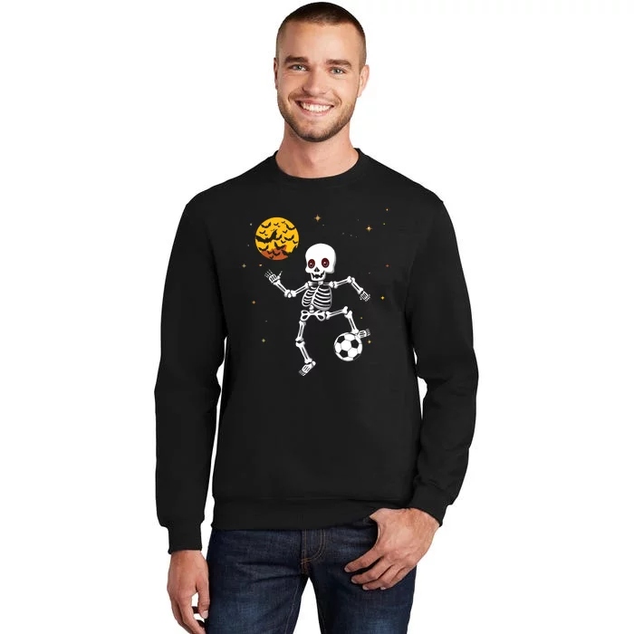 Skeleton Soccer Player Halloween Tall Sweatshirt