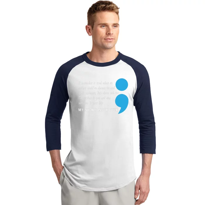 Semicolon Suicide Prevention Awareness Baseball Sleeve Shirt