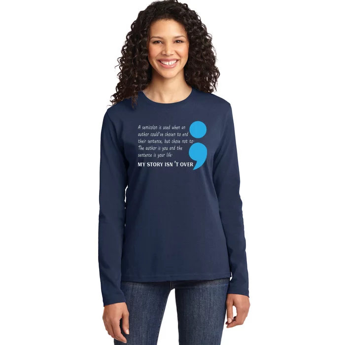 Semicolon Suicide Prevention Awareness Ladies Long Sleeve Shirt