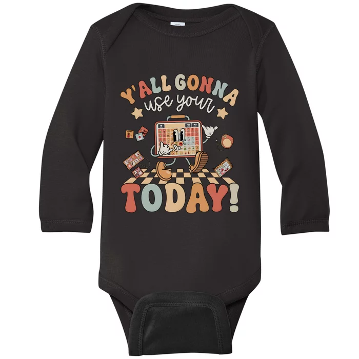 Slp Speech Pathologist Use Your Word For Sped Teacher Baby Long Sleeve Bodysuit