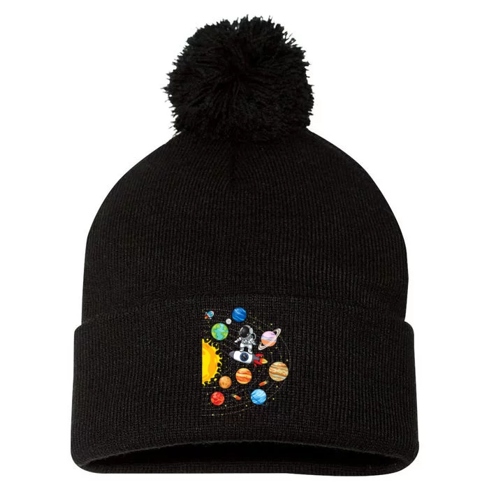 Solar System Planets Science Space Astronaut Universe Galaxy Pom Pom 12in Knit Beanie