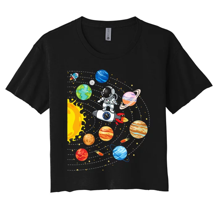 Solar System Planets Science Space Astronaut Universe Galaxy Women's Crop Top Tee