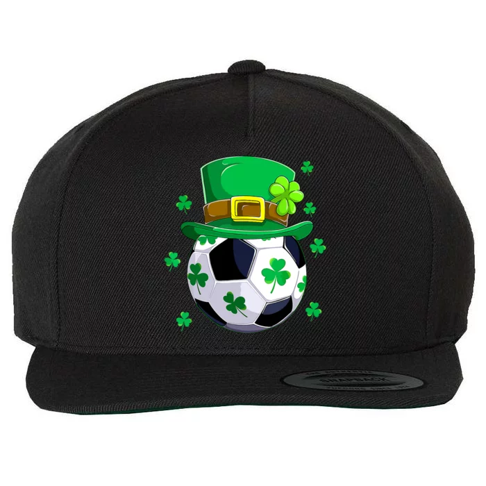 Soccer St Patricks Day Leprechaun Shamrock Wool Snapback Cap