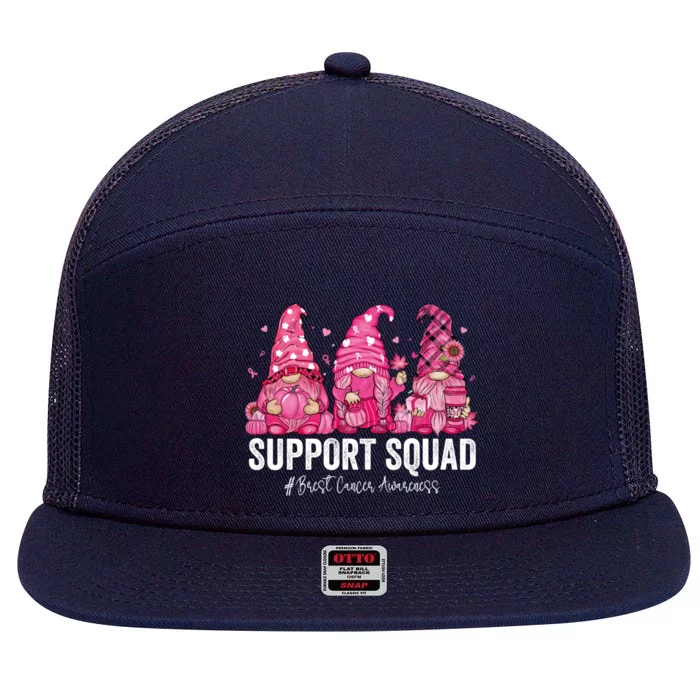 Support Squad Pink Gnomes Breast Cancer Awareness Funny Gift 7 Panel Mesh Trucker Snapback Hat