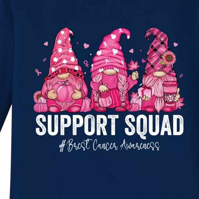 Support Squad Pink Gnomes Breast Cancer Awareness Funny Gift Baby Long Sleeve Bodysuit