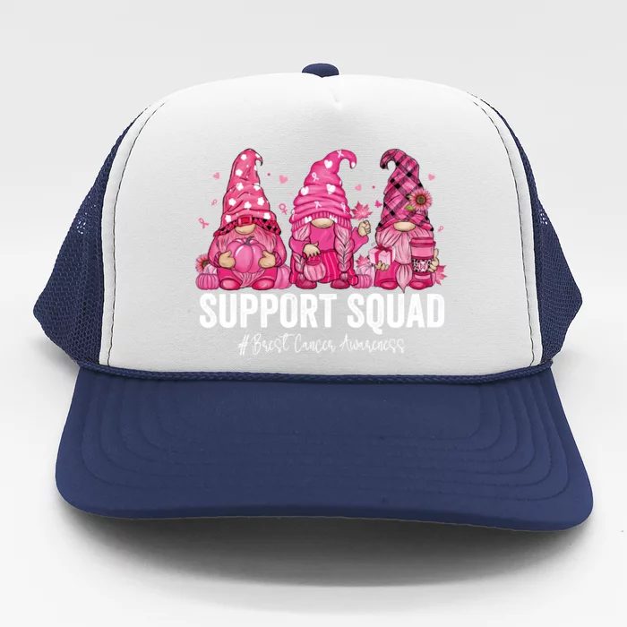 Support Squad Pink Gnomes Breast Cancer Awareness Funny Gift Trucker Hat