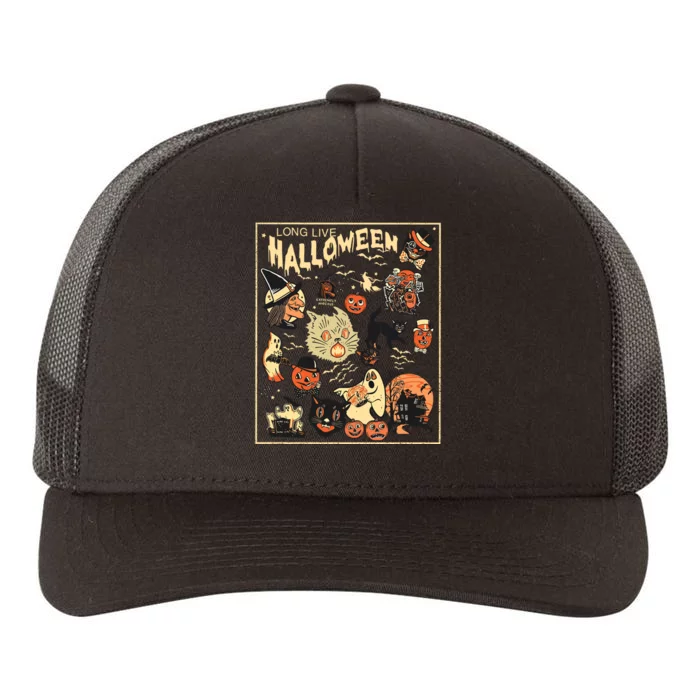 Spooky Season Pumpkin Black Cat Yupoong Adult 5-Panel Trucker Hat