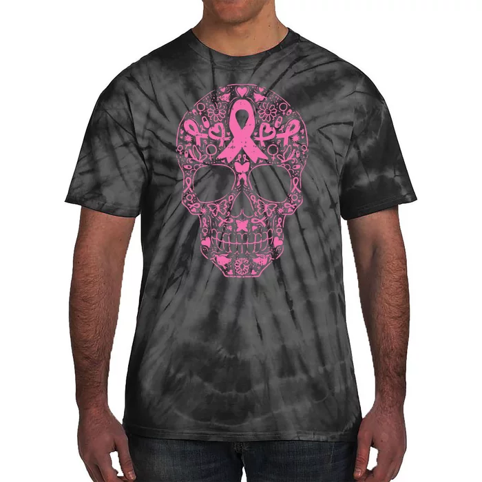 Sugar Skull P.I.N.K Ribbon Calavera Breast Cancer Tie-Dye T-Shirt