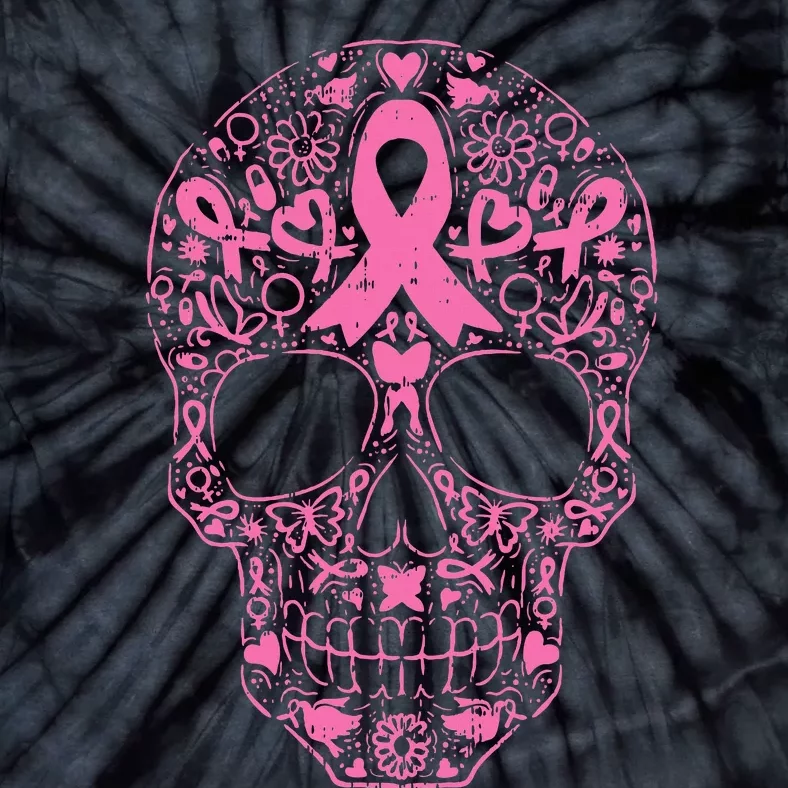 Sugar Skull P.I.N.K Ribbon Calavera Breast Cancer Tie-Dye T-Shirt